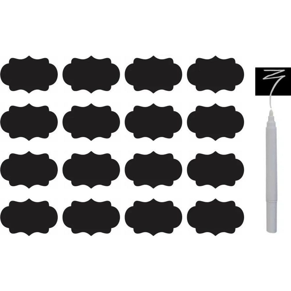 50 Etiquetas 3X2Cm + 1 Caneta Giz Branca Decorar Potes