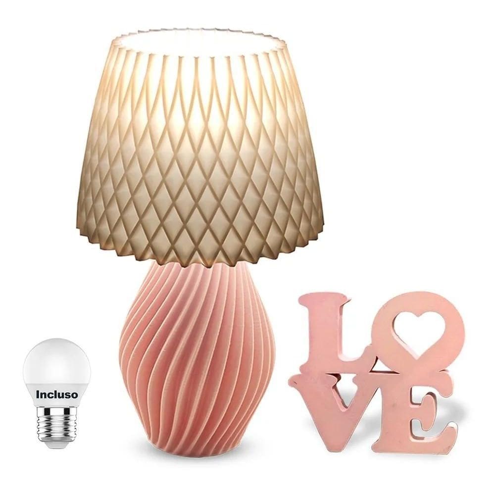 Abajur Luminária Quarto E Palavra Love Decoração Luz Marx Gr