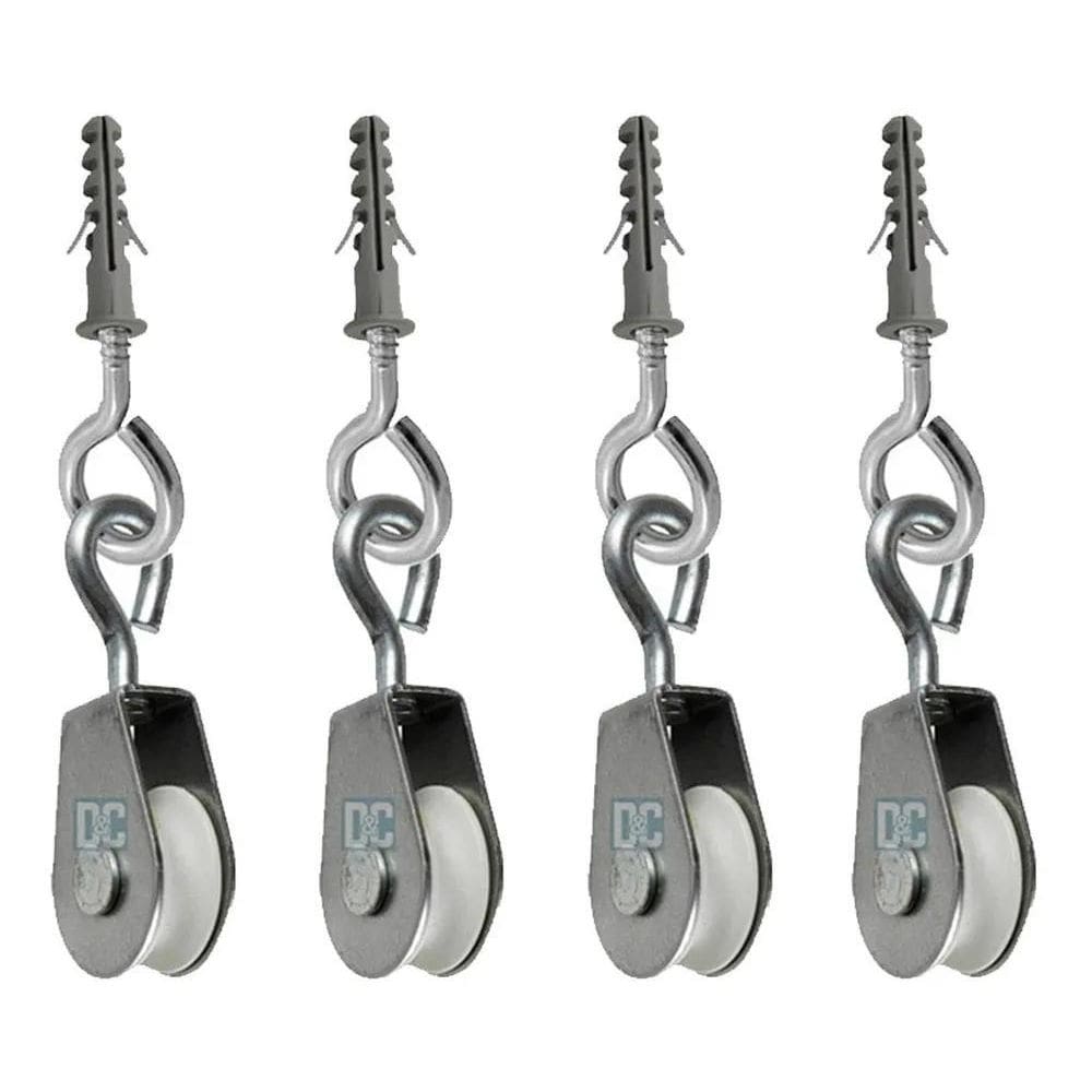 Roldana 2Cm Plástica E Metal Cinza Com Olhal Até 30Kg 4Un Pr