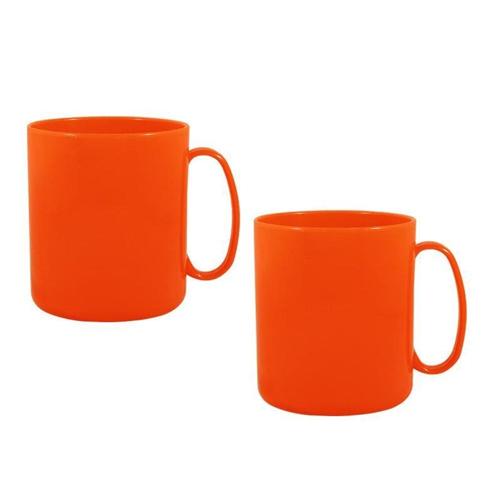 Kit 2 Canecas Redonda Alaranjado 400Ml Plástico Premium