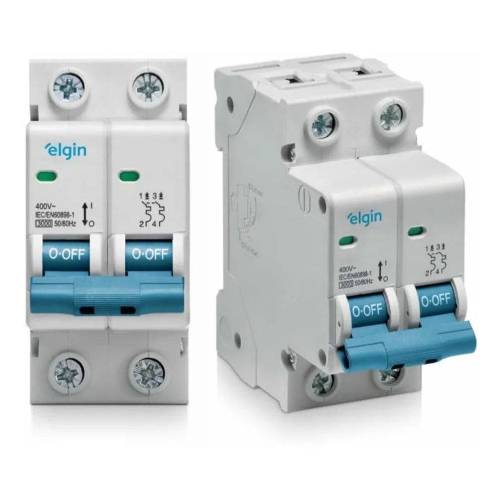 Disjuntor Bipolar Duplo Elgin 6A 10A 16A 20A 25 32 40 50 63A