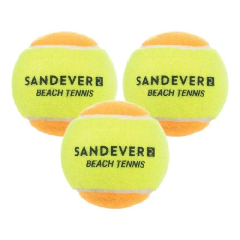 Kit Com 3 Bolas Beach Tennis Sandever Bolinha Tênis Praia