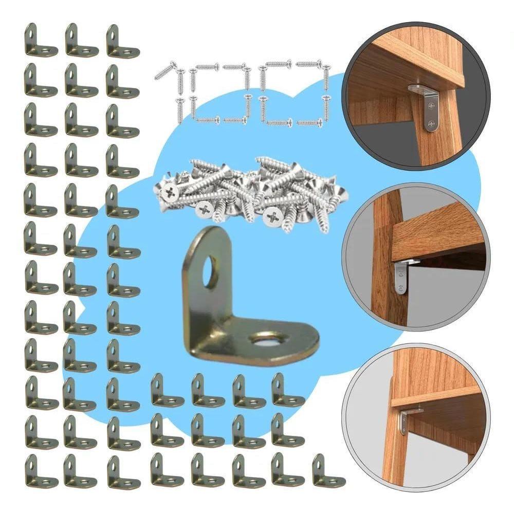 Cantoneira L Para Moveis Gavetas 20 X 20 50Pçs + Parafusos