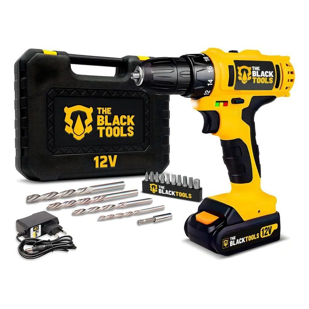 Parafusadeira Furadeira 3/8 Bivolt A Bateria 12V Cor Amarelo