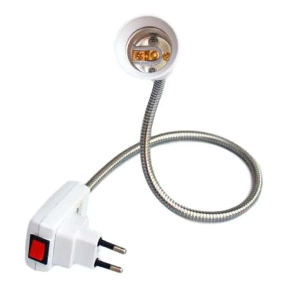 Haste Flexível Soquete E27 Adaptador Lâmpada Tomada 60 Cm