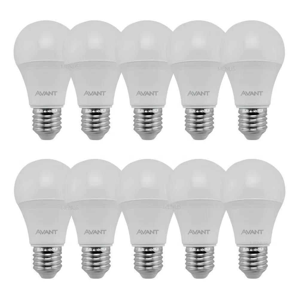Kit 10 Lâmpadas 12W Led Bulbo A60 6500K E27 Luz Branca Avant