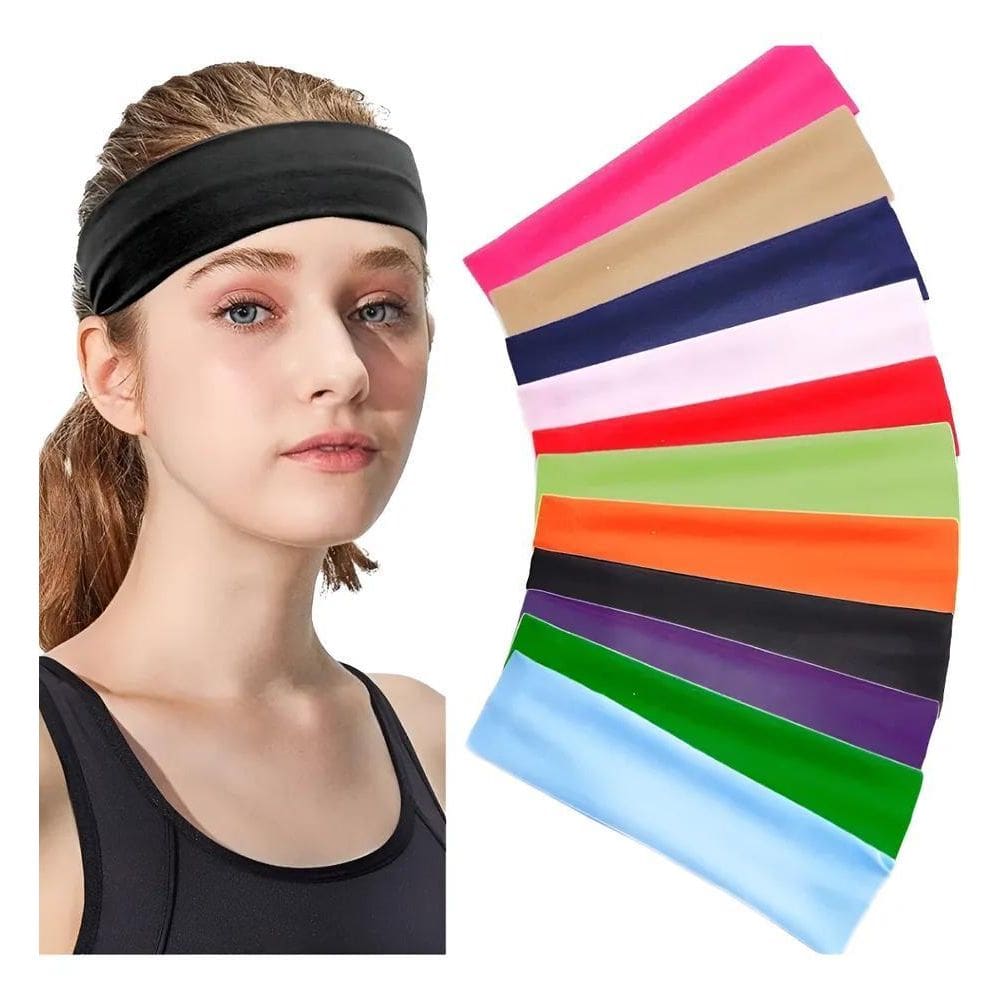 Kit 12 Faixa Tiara Esportiva Ginástica Academia Elástica