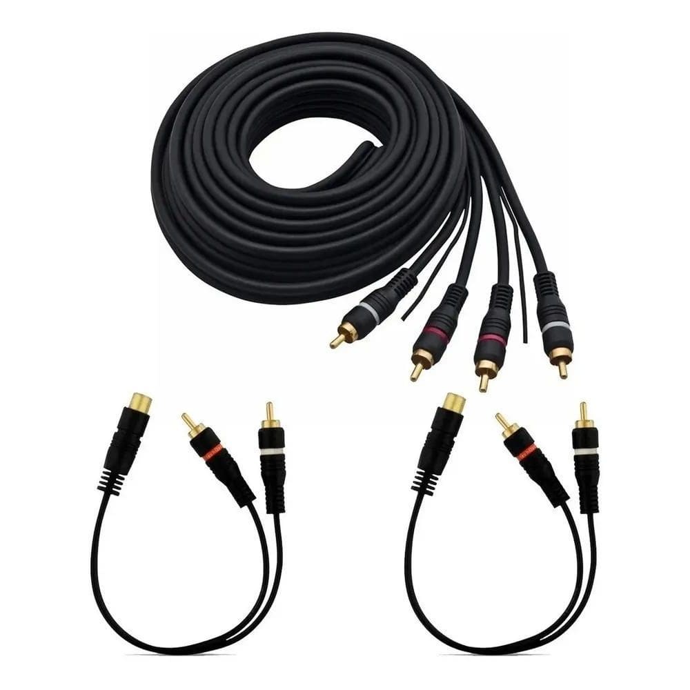 Cabo Som Automotivo Rca 5 Metros + 2 Cabos Y Carro P/Modulo