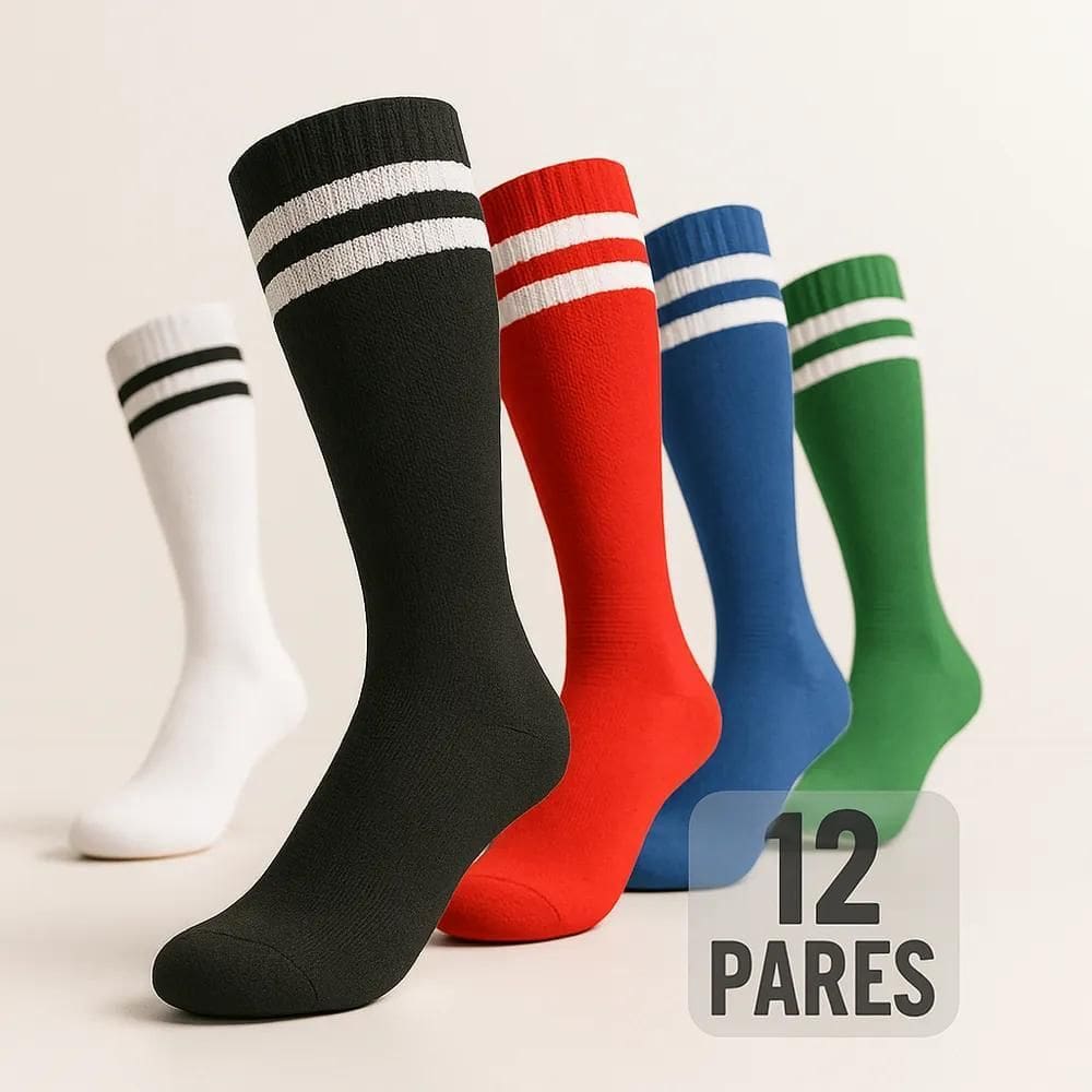 3X Kit 12 Par Meião Futebol Adulto Listrado  Time Cor