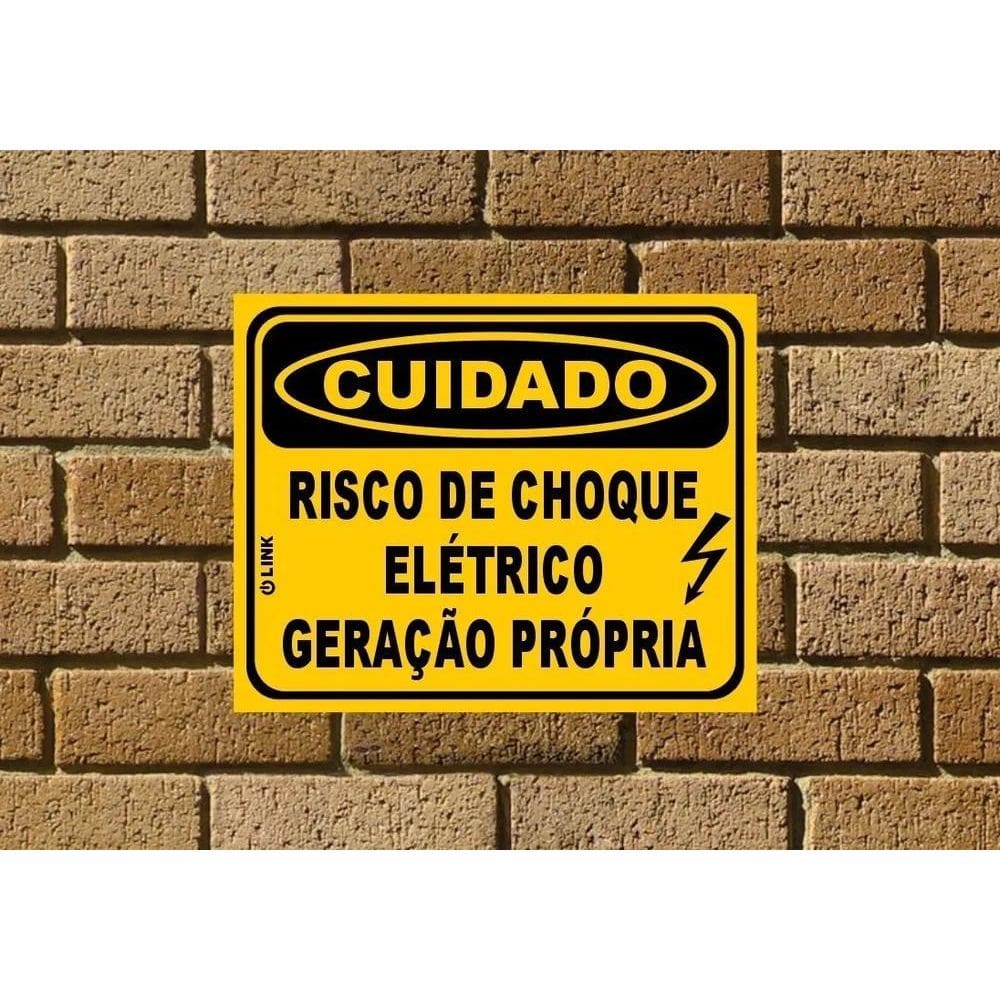 Placa Cuidado Geração Própria Risco De Choque Elétrico 20X16