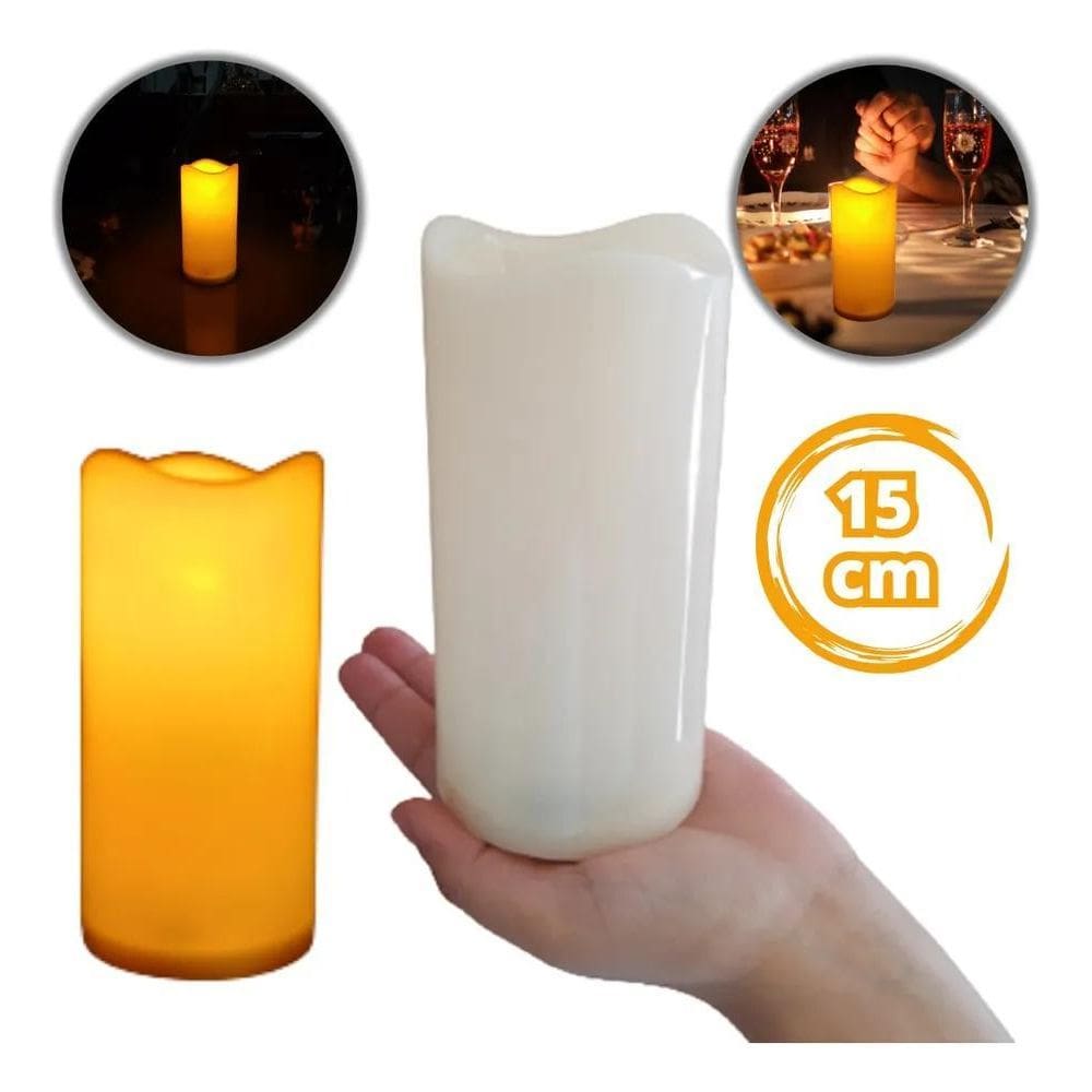 Vela Eletrônica Led Grande 15Cm Decorativa Casamento C Pilha