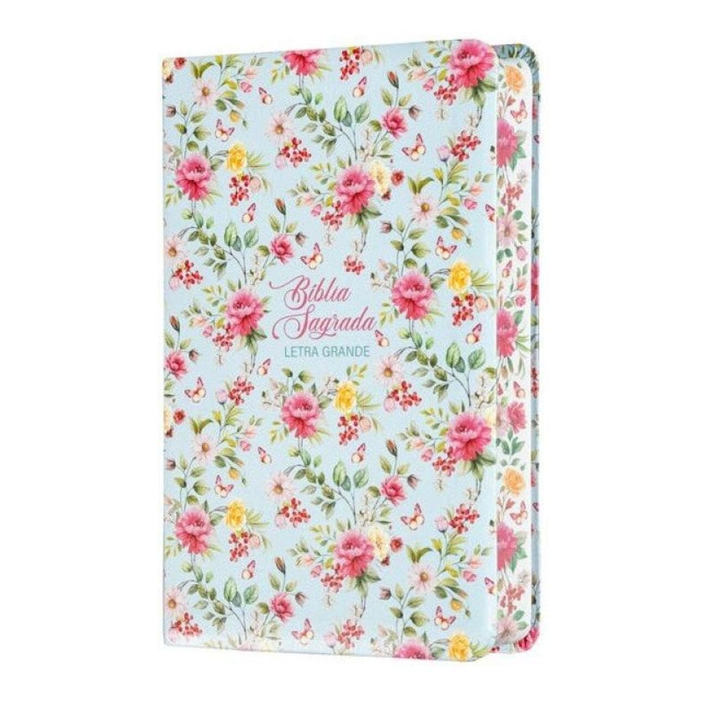 Bíblia Nvi Letra Grande, Couro-Soft Com Trilateral Decorada, Flores, Maximalista, Leitura Perfeita