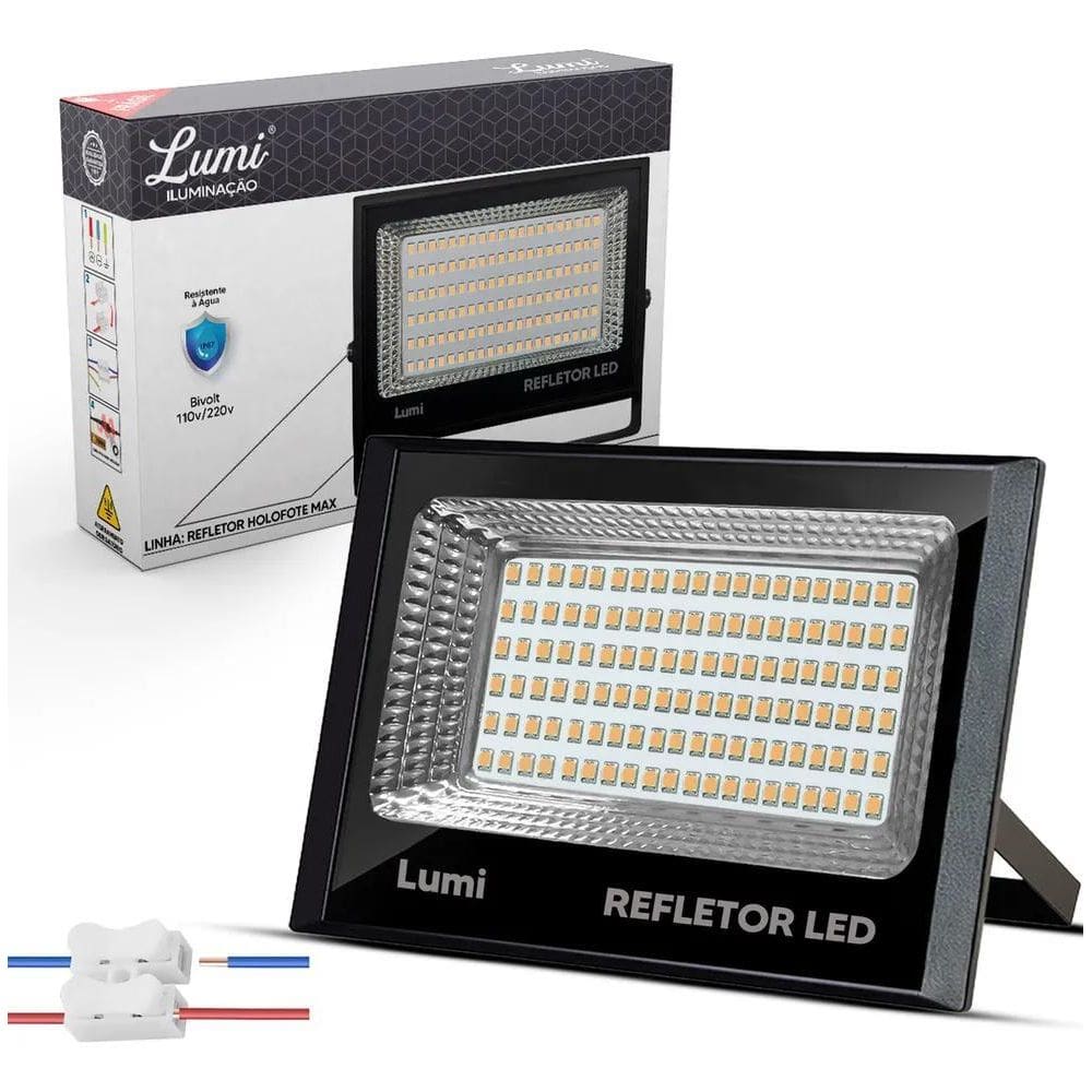 Refletor Amarelado Led 200W Lumi Cor Da Carcaça Preto Cor Da