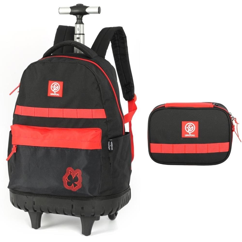 Kit Mochila Rodinhas Oficial Enaldinho Luxcel Mc47512 Preto