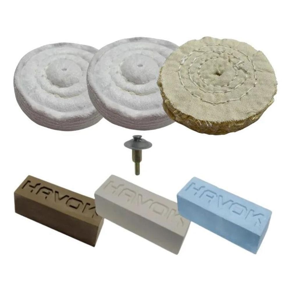 Polimento 7 Peças Esmeril Politriz Inox Moto Massa Roda Kit