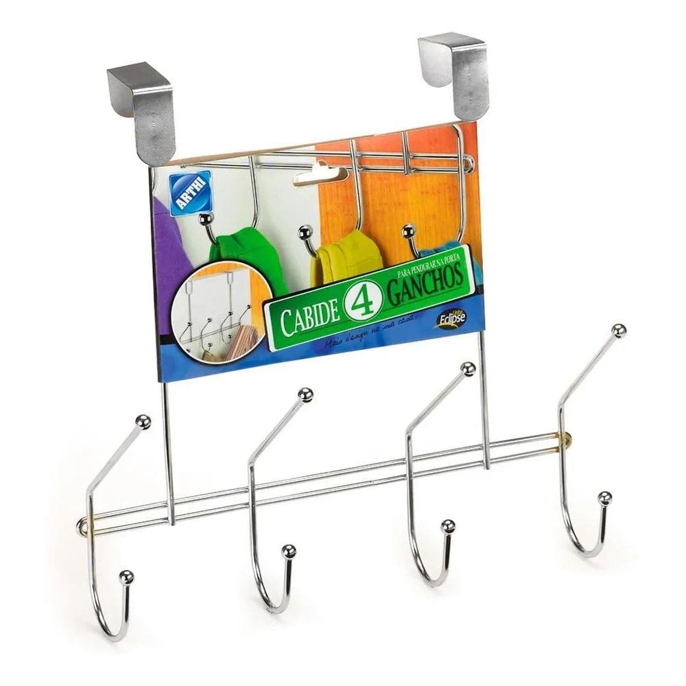Suporte Cabide 4 Ganchos Encaixe De Porta Toalha Roupas Cor