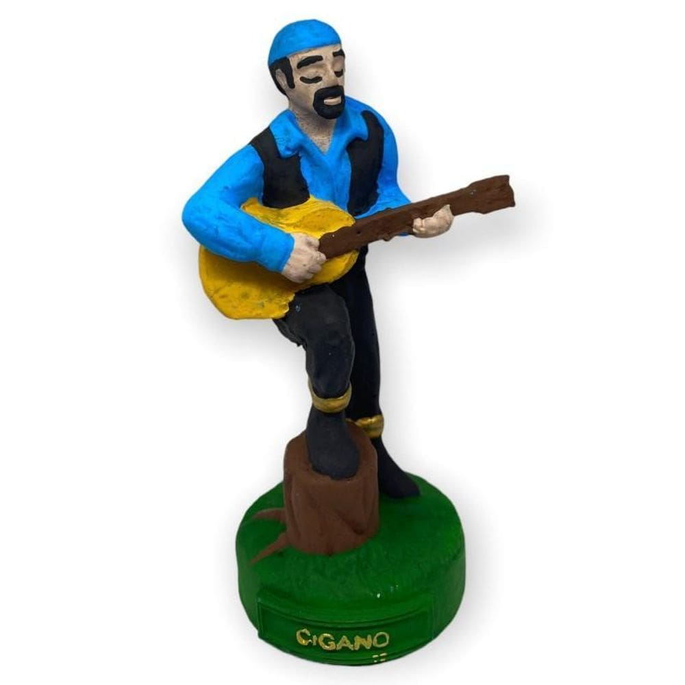 Escultura Cigano Azul Claro 11 Cm Em Resina