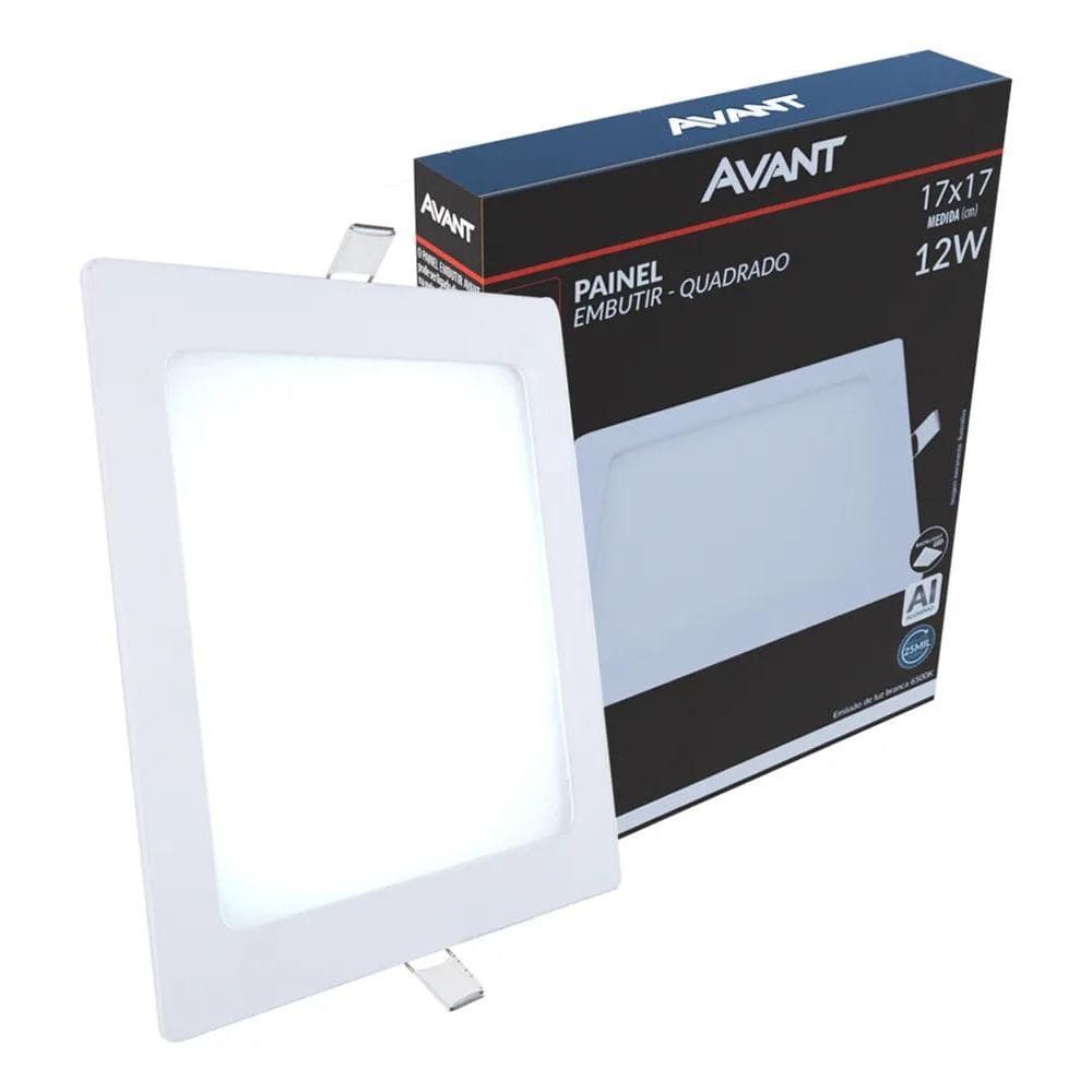 Painel Led Alu 12W 6500K Emb. Quadrado 110V/220V 17Cm Avant