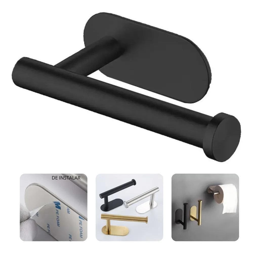 Porta Papel Higiênico Suporte Aço Inox Preto Premium Auto Ad