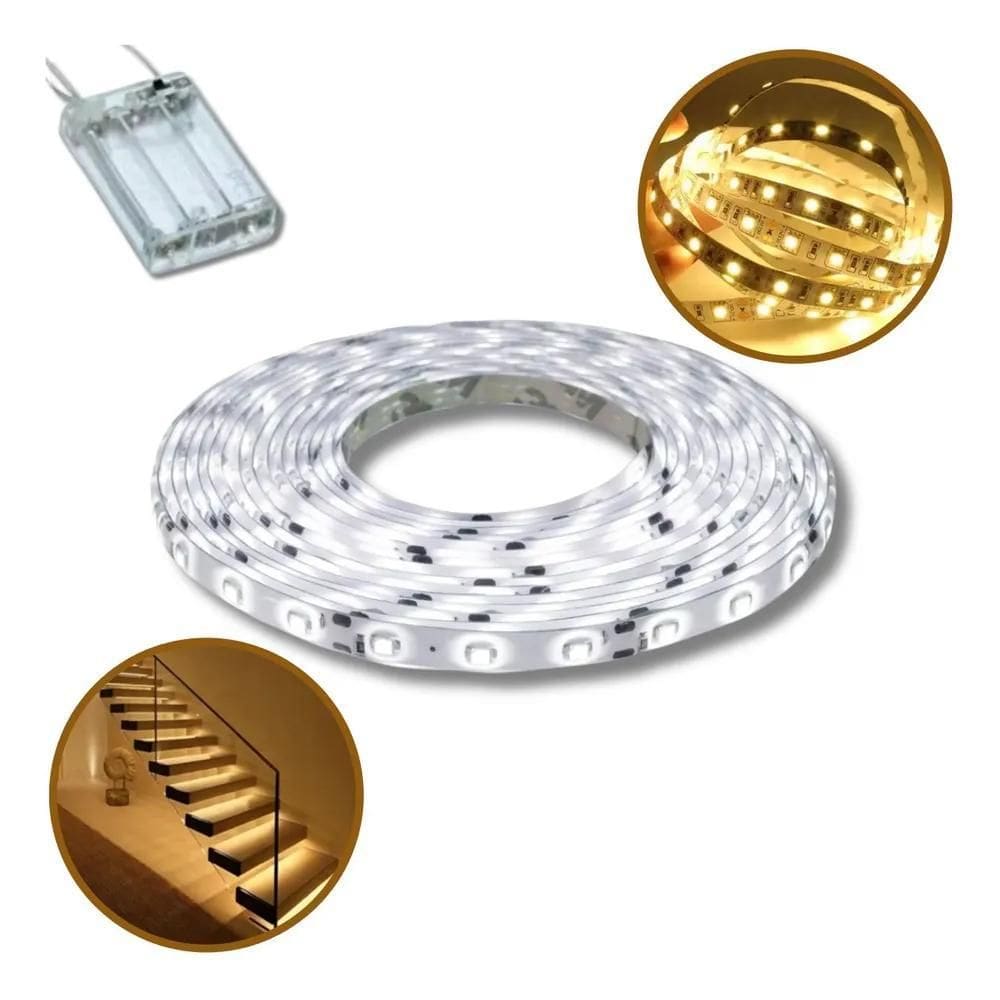 Fita Super Led 2M Metros Branco Quente Frio Sem Fio 120 Leds
