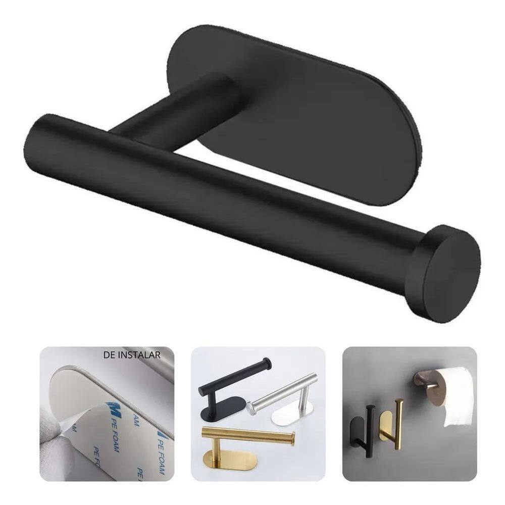 Porta Papel Higiênico Suporte Aço Inox Preto Premium Auto Ad