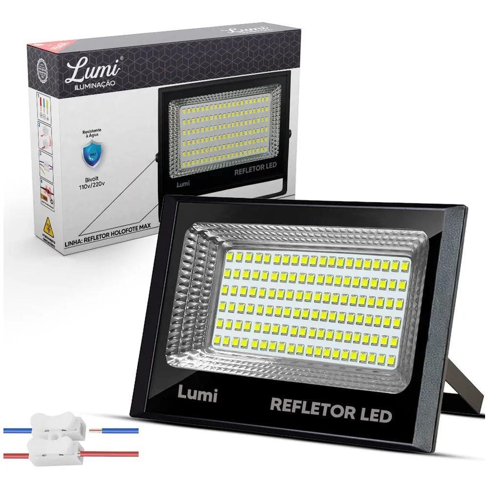 Refletor Led 200W Ip65 Branco Frio 6500K Lumi Carcaça Preto