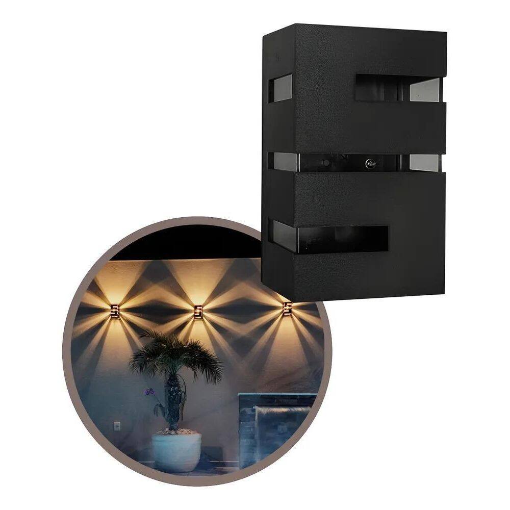 Arandela Massuia Frisada Parede Muro Externa E Interna Preta