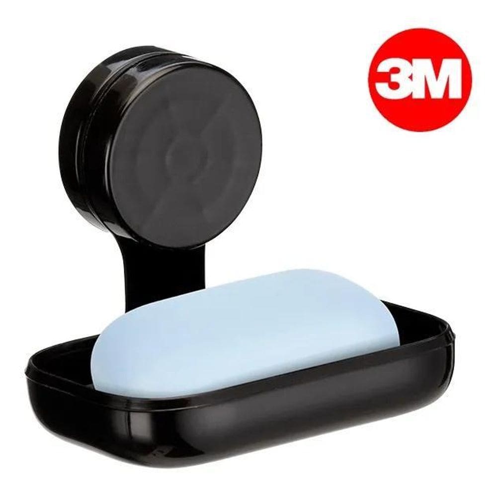 Saboneteira De Parede Banheiro 3M Suporte Sem Furo Preto