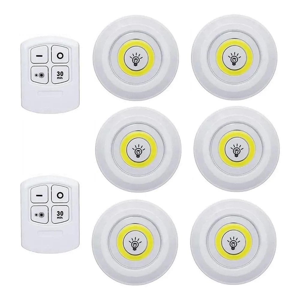 Kit 6 Lâmpada Luminária Led Spot Sem Fio Controle Remoto