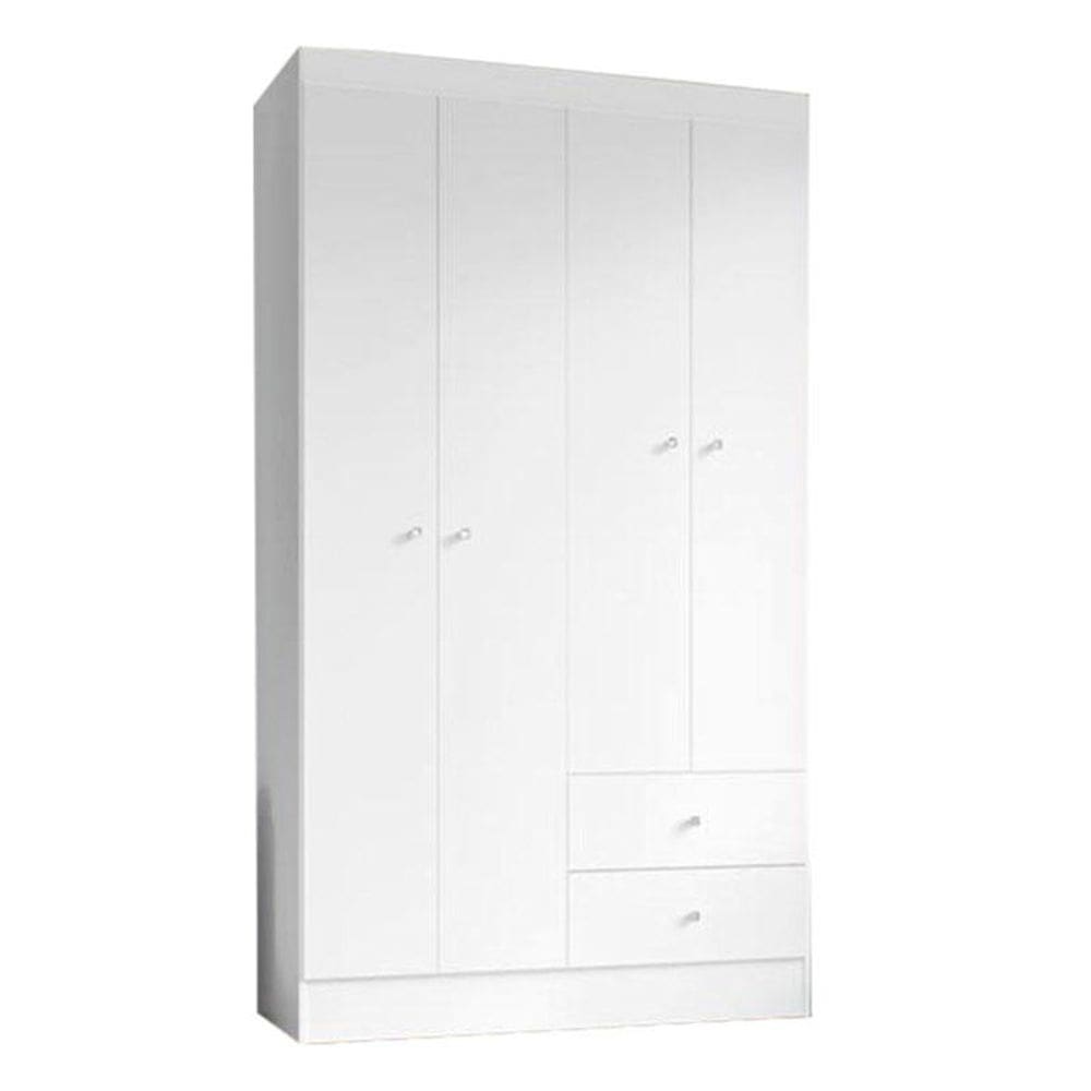Guarda Roupa Solteiro Versa 4 Portas Branco Rosa Flex Fosco - Kits Paraná
