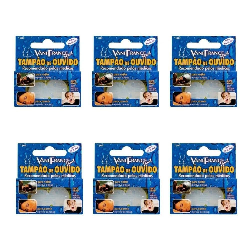 Protetor De Ouvido Silicone 6 Pares Natação Barulho Dormir