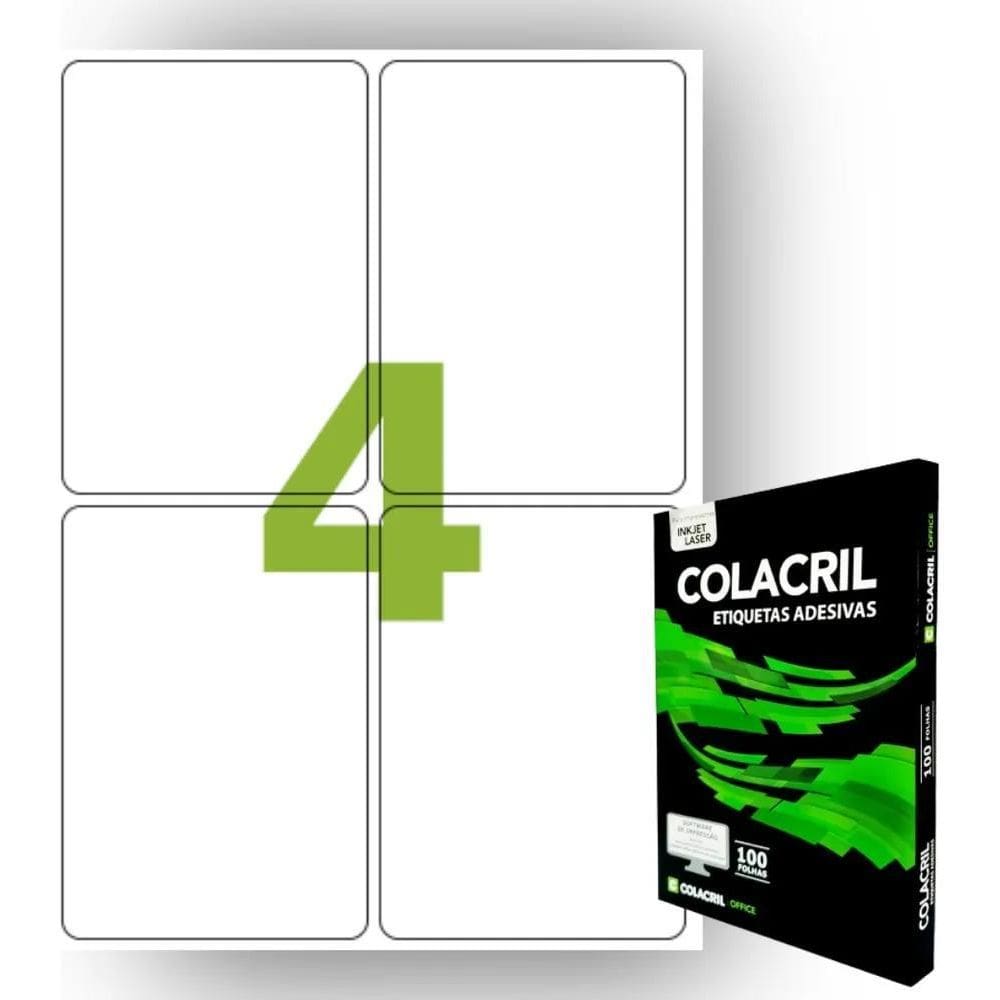 Etiqueta Adesiva A4 Ca4381 105 X 149 Mm Colacril 100 Folhas