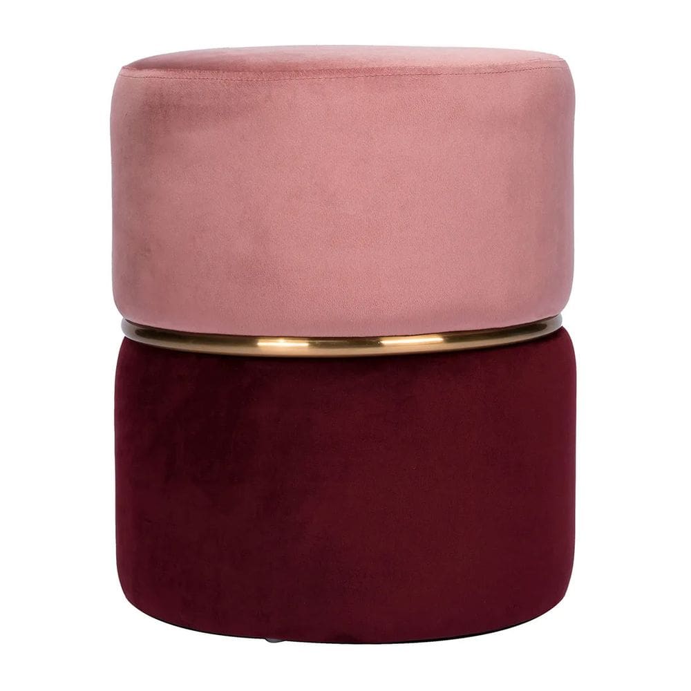 Puff em Metal Dourado e Tecido Rosa 41cm AH0384 BTC