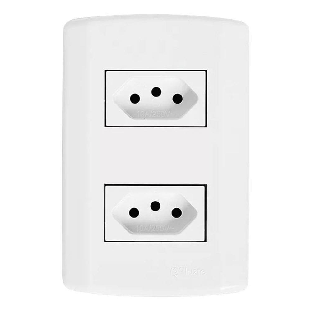 Kit 5 Tomadas Dupla 20A Pluzie Modular Pluzi Branca 4X2
