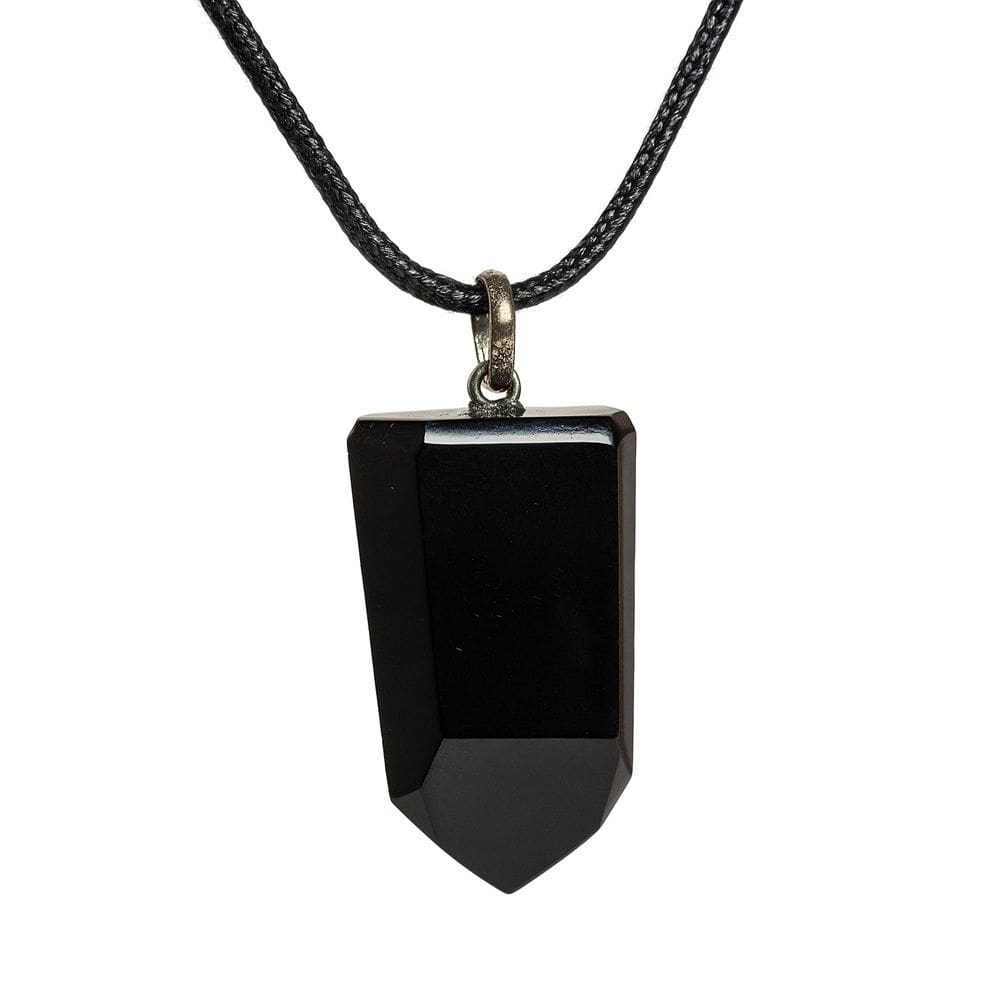 Colar Masculino Pontinha Obsidiana Negra Montagem Dourado