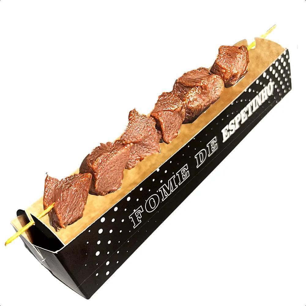 Caixinha Suporte Embalagem De Espetinho Branco E Preto 100Un