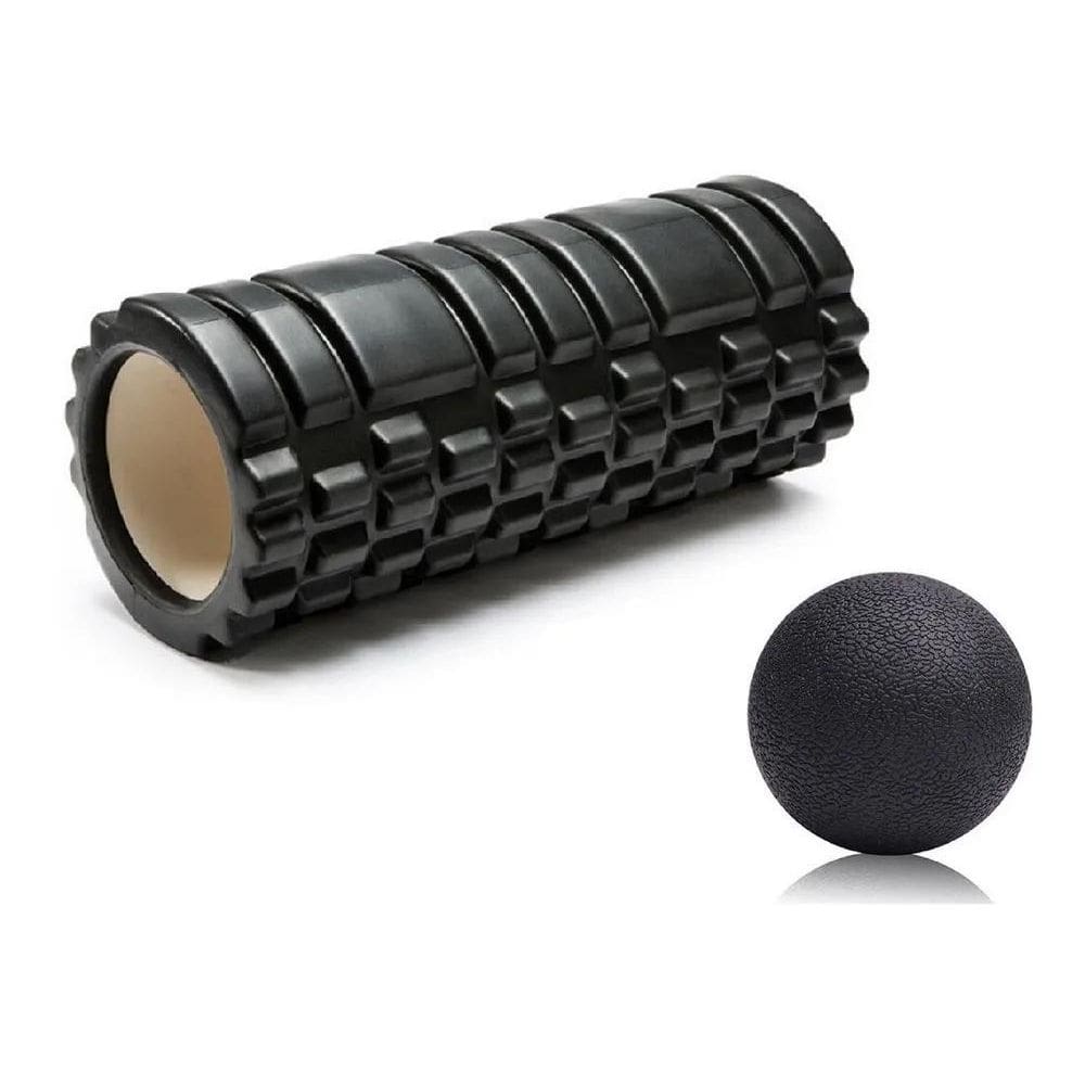 Kit Rolo De Liberação Miofascial + Bola Lacrosse Massagem
