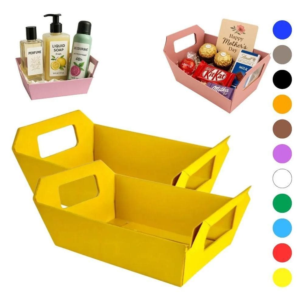 Cesta De Papel - Cartão Cores C/10 Unidades - 18X12X5Cm