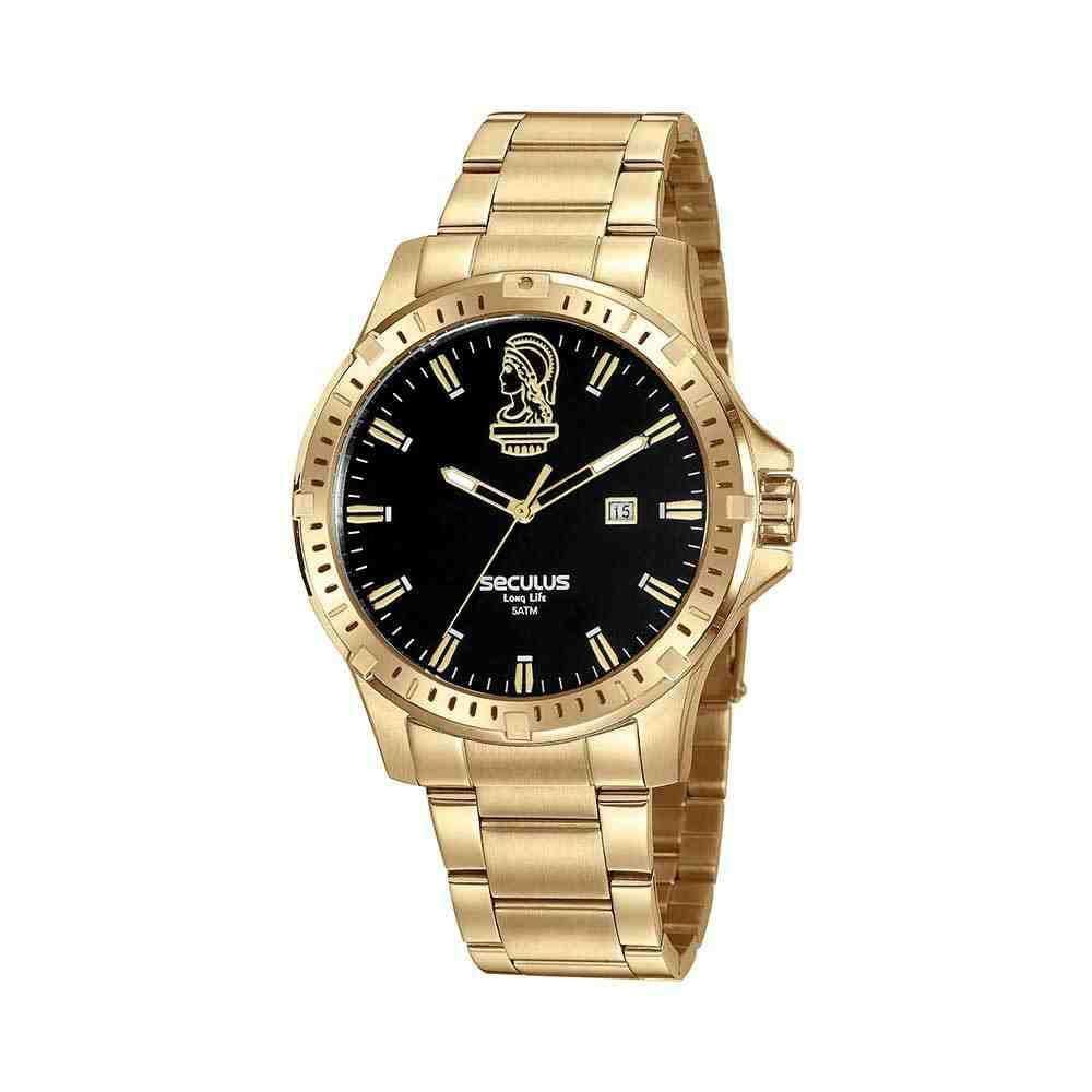 Kit Relógio Seculus Masculino Dourado 44027Gpskda1K1
