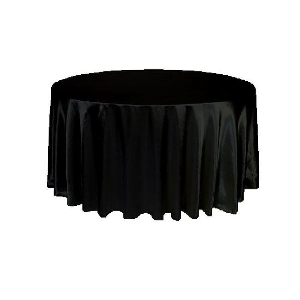 Toalha De Mesa Redonda Cetim Seda Preto 4 Lugares Festa