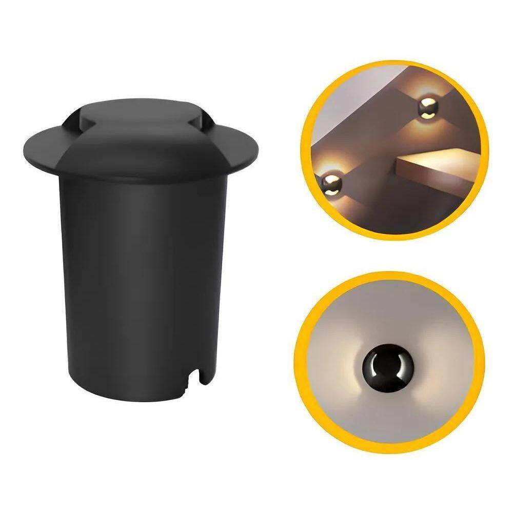 Balizador Escada Redondo Solo Led 3W Embutir 3000K 2 Fachos