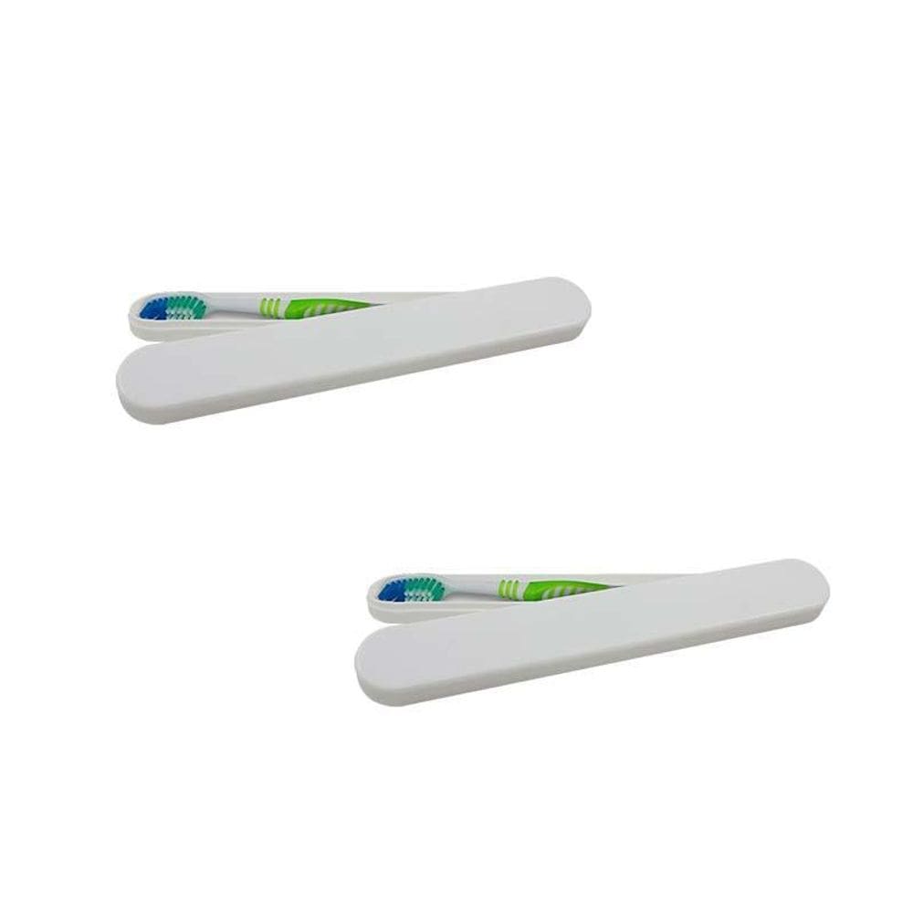 Kit 2 Porta Escova Dental Branco Plástico