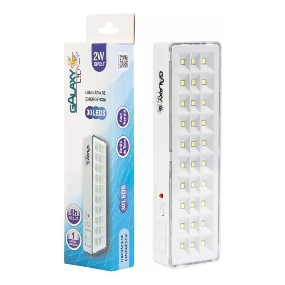 Luminária Luz De Emergência 30 Leds 2W Galaxy - Cor Branco