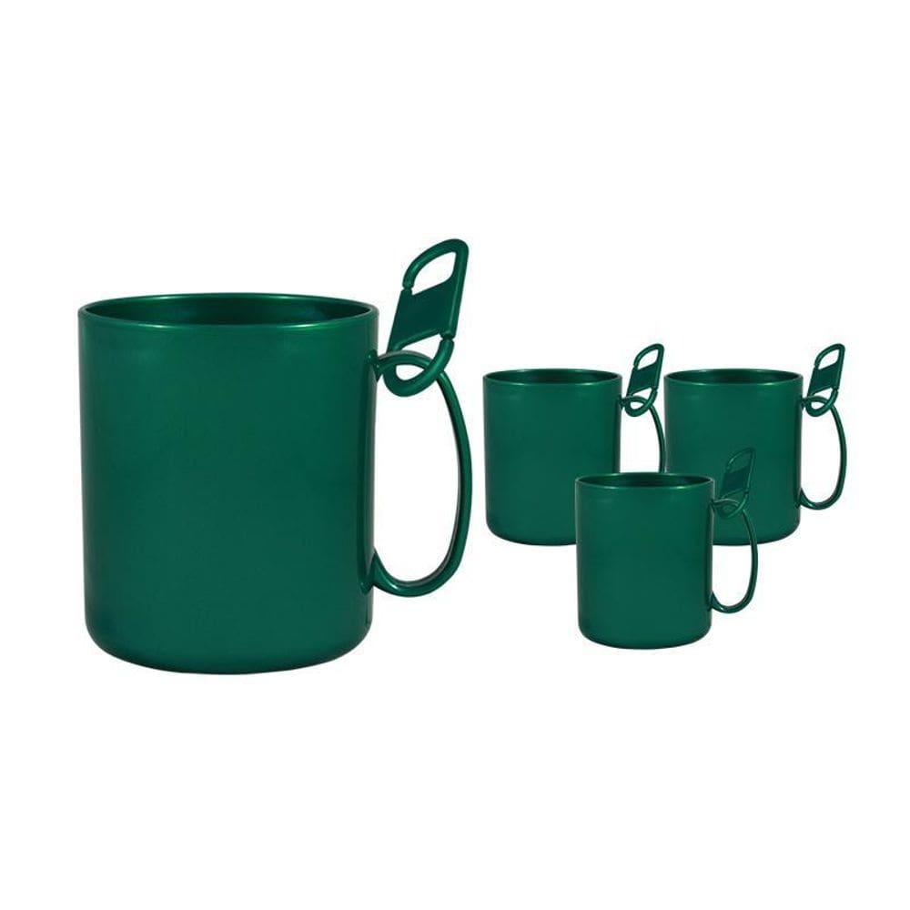 Kit 4 Caneca Redonda Clipe Verde 400Ml Plástico
