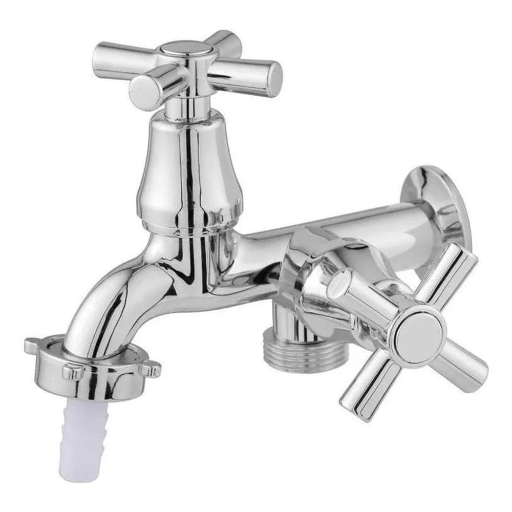 Torneira Tanque Maquina 2 Saídas 1/4 Volta C31 Cromado