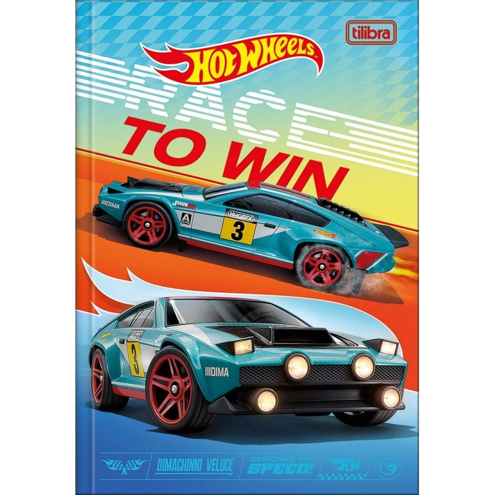 Caderno Brochura Costurado Pequeno 1/4 Hot Wheels 80 Folhas - Tilibra