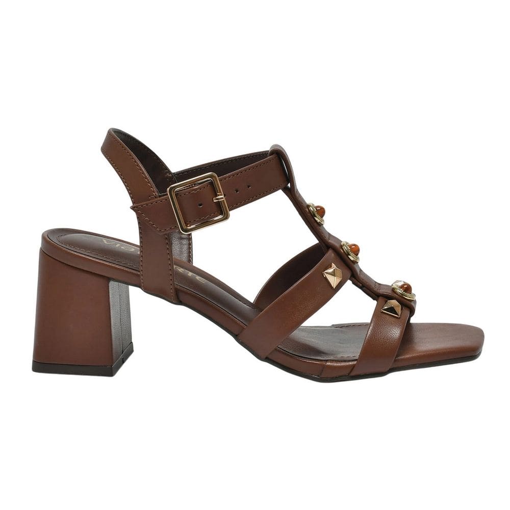 Sandalia Salto Feminina Via Marte Tiras Com Tachas 171-035