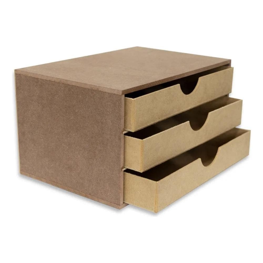 Organizador De Mesa Com 3 Gavetas Para Folha Sulfite A4 Mdf