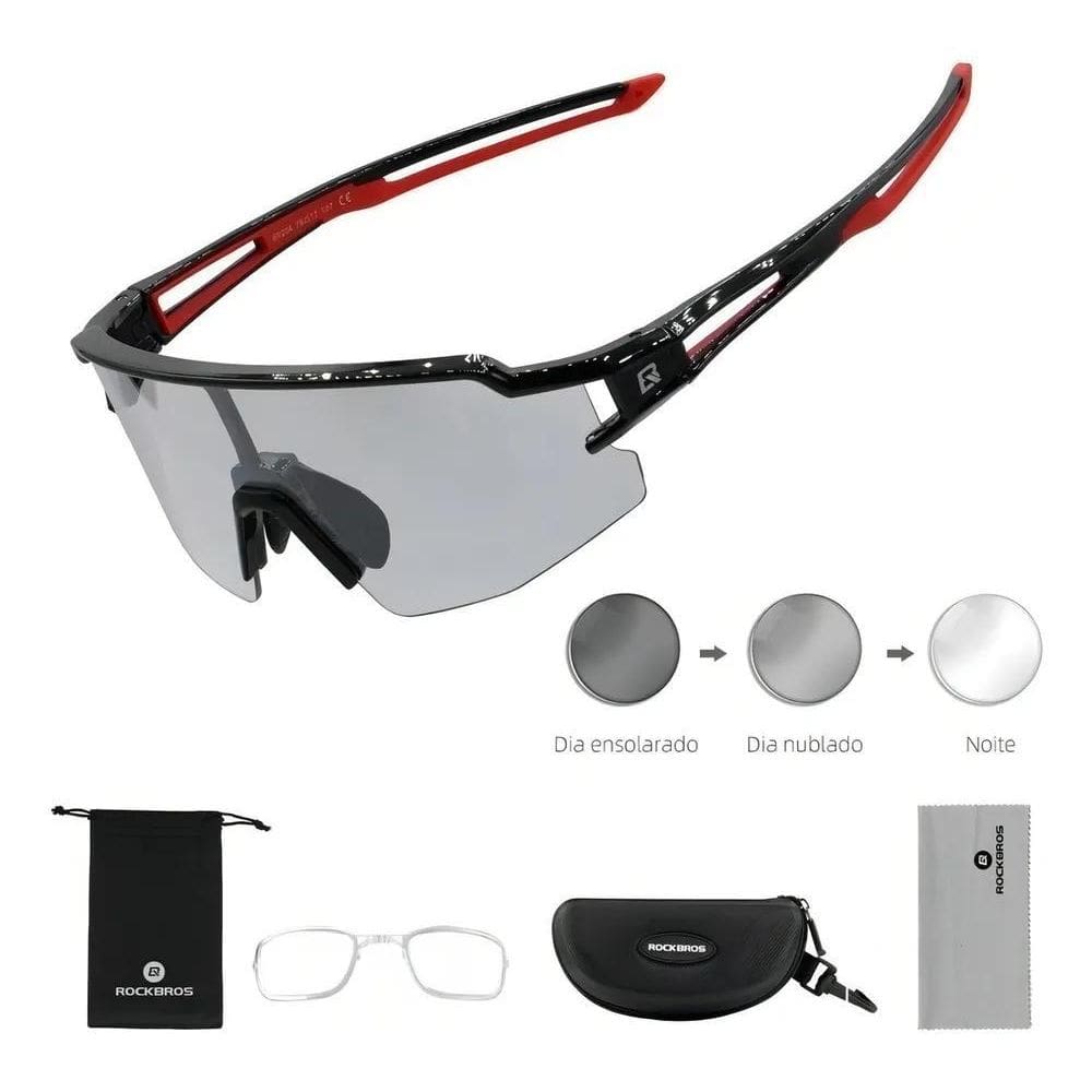 Óculos Bike Ciclismo Rockbros Lente Fotocromática Clip Grau