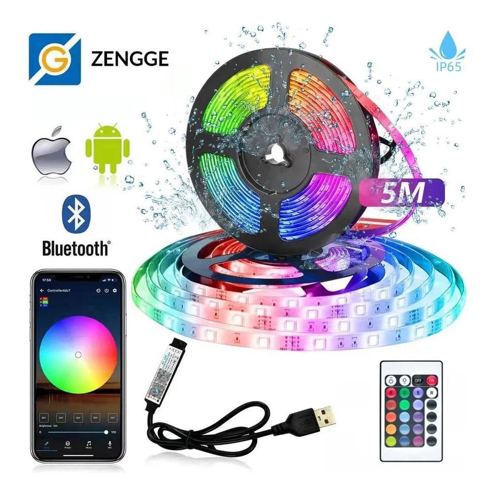 Fita Led 5050 Rgb 16Cores Bluetooth Controlador App Ip65